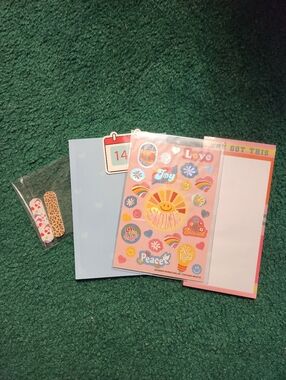 Bundle Of Assorted Stickers + Nail Files + Pastel Blue Journal + Notepad